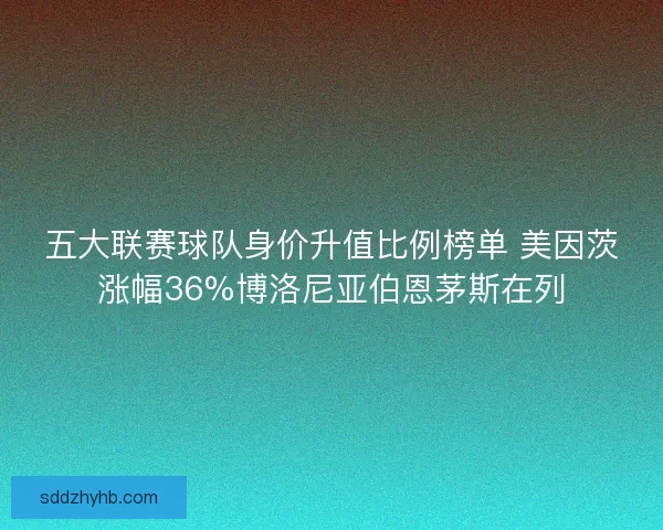 五大联赛球队身价升值比例榜单 美因茨涨幅36%博洛尼亚伯恩茅斯在列