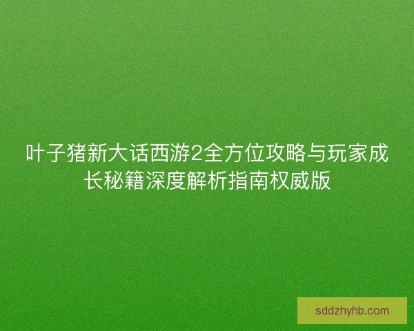 叶子猪新大话西游2全方位攻略与玩家成长秘籍深度解析指南权威版