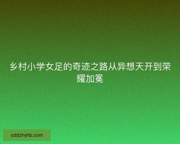 乡村小学女足的奇迹之路从异想天开到荣耀加冕