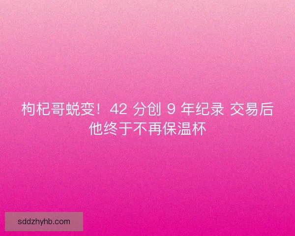枸杞哥蜕变！42 分创 9 年纪录 交易后他终于不再保温杯