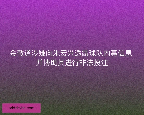 金敬道涉嫌向朱宏兴透露球队内幕信息 并协助其进行非法投注